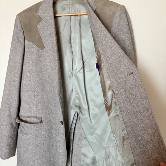 Vintage Circle S Ranch Western Wear Wool Suede Blazer Sport Coat 42L Elbow patch - Picture 5 of 16